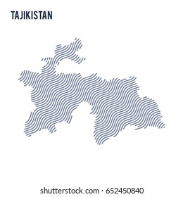 Vector abstract wave map of Tajikistan isolated on a white background. Travel vector illustration.
