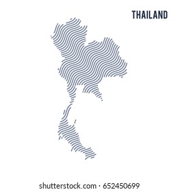 Vector abstract wave map of Thailand isolated on a white background. Travel vector illustration.
