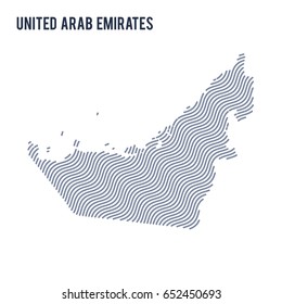 Vector abstract wave map of United Arab Emirates isolated on a white background. Travel vector illustration.