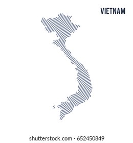 Vector abstract wave map of Vietnam isolated on a white background. Travel vector illustration.