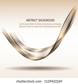 
Vector abstract wave of metallic color with shadow, on a brown background. Element of design