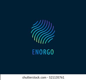 Vector Abstract Waves In Circle Colorful Logo. Energy, Water Line Company Icon.