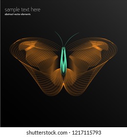 Vector abstract waves and lines butterfly. Curvy design element. Blend effect.