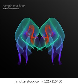 Vector abstract waves and lines jellyfish. Curvy design element. Blend effect.