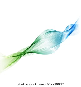 Vector abstract waves on a white background.Blue and green wavy lines.