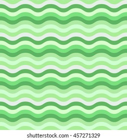 Vector abstract waves seamless pattern. Shades of green. Wavy line texture.