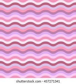 Vector abstract waves seamless pattern. Shades of pink. Wavy line texture.