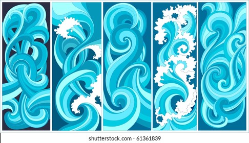 vector - abstract waves, vertical banners