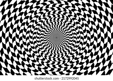 Vector abstract wavy background. Simple illustration with optical illusion, op art.