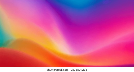 Vector abstract wavy bright turbid blurred smooth gradient background. Red orange pink cyan flowing wallpaper. Dense heavy mesh, color soft mesh.