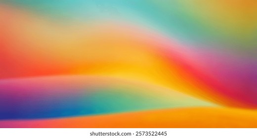 Vector abstract wavy bright turbid blurred smooth iridescent gradient wallpaper. Red orange yellow green blue flowing background. Dense heavy mesh, color soft mesh.