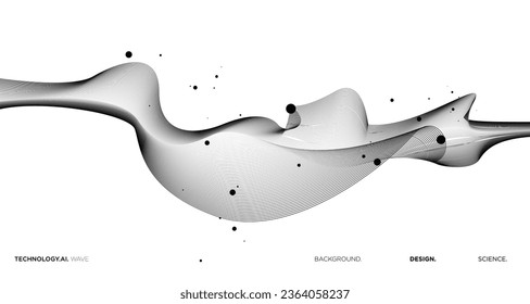 Vector abstract wavy lines flowing dynamic isolated on white background for concept of AI technology, digital, communication, 5G, science, music
