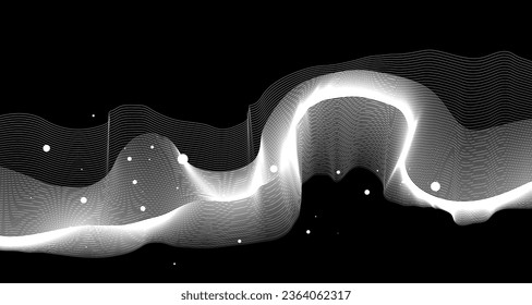 Vector abstract wavy lines flowing dynamic isolated on white and black background for concept of AI technology, digital, communication, 5G, science, music