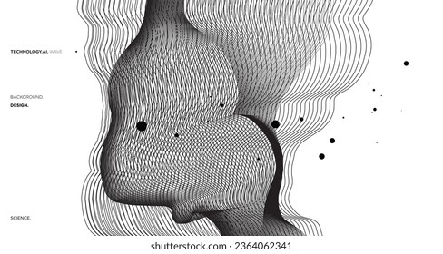 Vector abstract wavy lines flowing dynamic isolated on white and black background for concept of AI technology, digital, communication, 5G, science, music