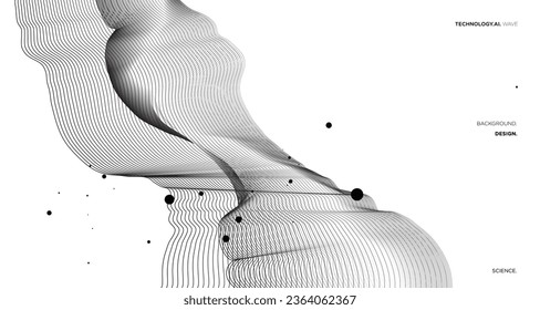 Vector abstract wavy lines flowing dynamic isolated on white and black background for concept of AI technology, digital, communication, 5G, science, music