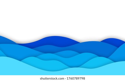 Vector abstract wavy paper cut background. Realistic 3d paper decoration for design textured with cardboard layers. Carving art with sea or ocean waves