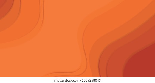 Vector abstract wavy paper cut background. orange color Realistic 3d paper decoration for design textured with cardboard layers.