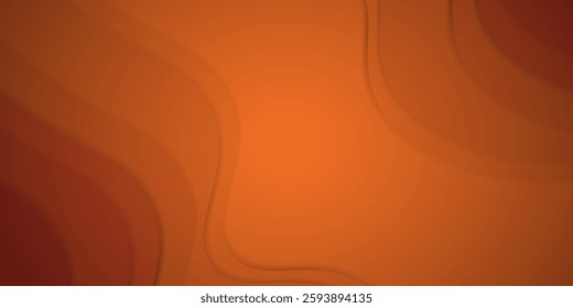 Vector abstract wavy paper cut background. orange color Realistic 3d paper decoration for design textured with cardboard layers. Vector