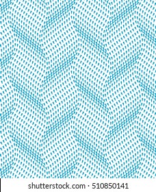 Vector abstract wavy pattern with geometrical fish scale layout. Light small blue rain water drops on a white background.