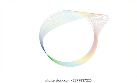 Vector abstract wavy in round frame colorful rainbow isolated on white background with empty space for text