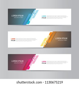Vector abstract web banner design template. Collection of web banner template. Abstract geometric design banner web template on grey background. Header footer Web Design Elements