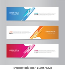 Vector abstract web banner design template. Collection of web banner template. Abstract geometric design banner web template on grey background. Header footer Web Design Elements