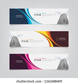 Vector abstract web banner design template. Collection of web banner template. Abstract geometric web design banner template isolated on grey background. Header - landing page Web Design Elements
