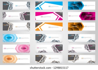 Vector abstract web banner design template. Collection of web banner template. Abstract geometric web design banner template isolated on grey background. Header - landing page Web Design Elements