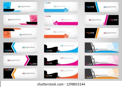 Vector abstract web banner design template. Collection of web banner template. Abstract geometric web design banner template isolated on grey background. Header - landing page Web Design Elements