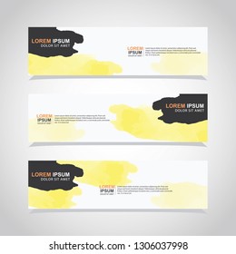 Vector abstract web banner design template with watercolor. Collection of web banner template. Abstract geometric web design banner template isolated on grey background
