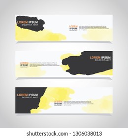 Vector abstract web banner design template with watercolor. Collection of web banner template. Abstract geometric web design banner template isolated on grey background