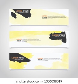 Vector abstract web banner design template with watercolor. Collection of web banner template. Abstract geometric web design banner template isolated on grey background