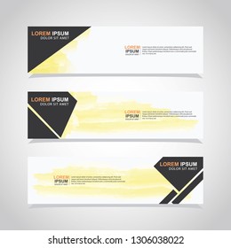 Vector abstract web banner design template with watercolor. Collection of web banner template. Abstract geometric web design banner template isolated on grey background