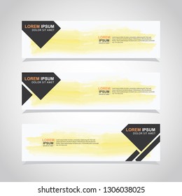 Vector abstract web banner design template with watercolor. Collection of web banner template. Abstract geometric web design banner template isolated on grey background