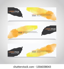 Vector abstract web banner design template with watercolor. Collection of web banner template. Abstract geometric web design banner template isolated on grey background