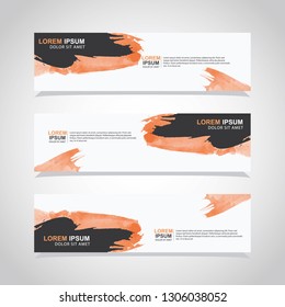 Vector abstract web banner design template with watercolor. Collection of web banner template. Abstract geometric web design banner template isolated on grey background