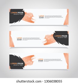 Vector abstract web banner design template with watercolor. Collection of web banner template. Abstract geometric web design banner template isolated on grey background