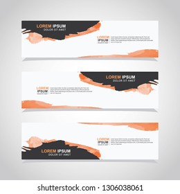 Vector abstract web banner design template with watercolor. Collection of web banner template. Abstract geometric web design banner template isolated on grey background