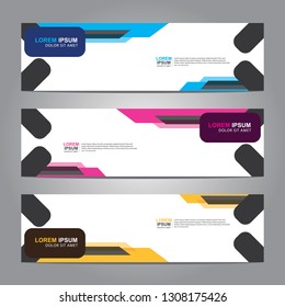 Vector abstract web banner design template. Collection of web banner template. Abstract geometric web design banner template isolated on grey background. Header - landing page Web Design Elements