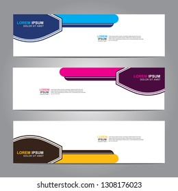 Vector abstract web banner design template. Collection of web banner template. Abstract geometric web design banner template isolated on grey background. Header - landing page Web Design Elements