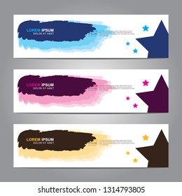 Vector abstract web banner design template. Collection of web banner template. Abstract geometric web design banner template isolated on grey background. Header - landing page Web Design Elements