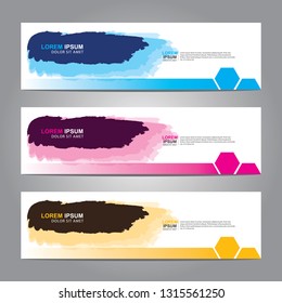 Vector abstract web banner design template. Collection of web banner template. Abstract geometric web design banner template isolated on grey background. Header - landing page Web Design Elements