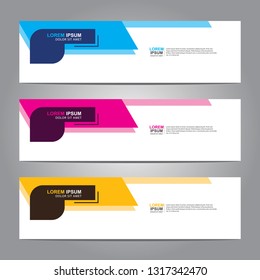 Vector abstract web banner design template. Collection of web banner template. Abstract geometric web design banner template isolated on grey background. Header - landing page Web Design Elements