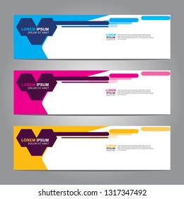Vector abstract web banner design template. Collection of web banner template. Abstract geometric web design banner template isolated on grey background. Header - landing page Web Design Elements