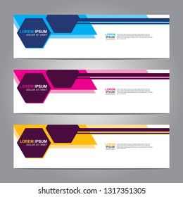 Vector abstract web banner design template. Collection of web banner template. Abstract geometric web design banner template isolated on grey background. Header - landing page Web Design Elements