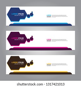 Vector abstract web banner design template. Collection of web banner template. Abstract geometric web design banner template isolated on grey background. Header - landing page Web Design Elements