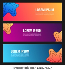 Vector abstract web banner design template. Collection of web banner template. Abstract paper cut web design banner template isolated on black background. Header - landing page Web Design Elements