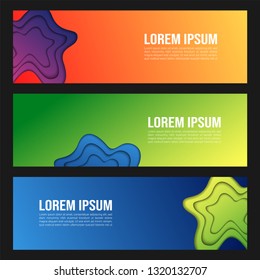 Vector abstract web banner design template. Collection of web banner template. Abstract paper cut web design banner template isolated on black background. Header - landing page Web Design Elements