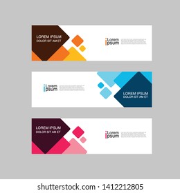 Vector abstract web banner design template. Collection of web banner template. Abstract geometric web design banner template isolated on grey background. Header - landing page Web Design Elements - Ve