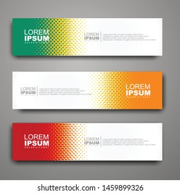 Vector abstract web banner design template with halftone pattern.